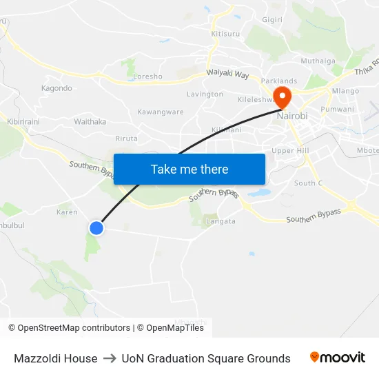Mazzoldi House to UoN Graduation Square Grounds map