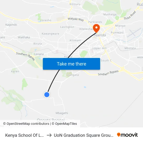 Kenya School Of Law to UoN Graduation Square Grounds map