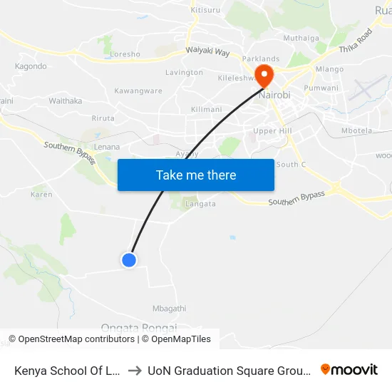 Kenya School Of Law to UoN Graduation Square Grounds map