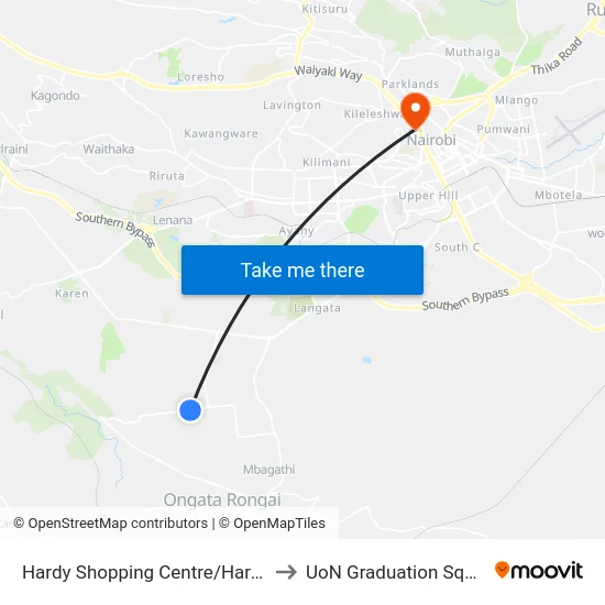 Hardy Shopping Centre/Hardy Police Station to UoN Graduation Square Grounds map