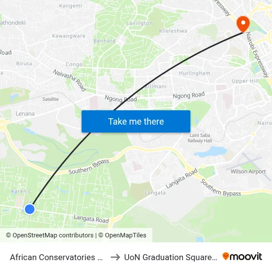 African Conservatories Centre/Fa to UoN Graduation Square Grounds map