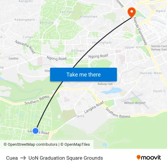 Cuea to UoN Graduation Square Grounds map