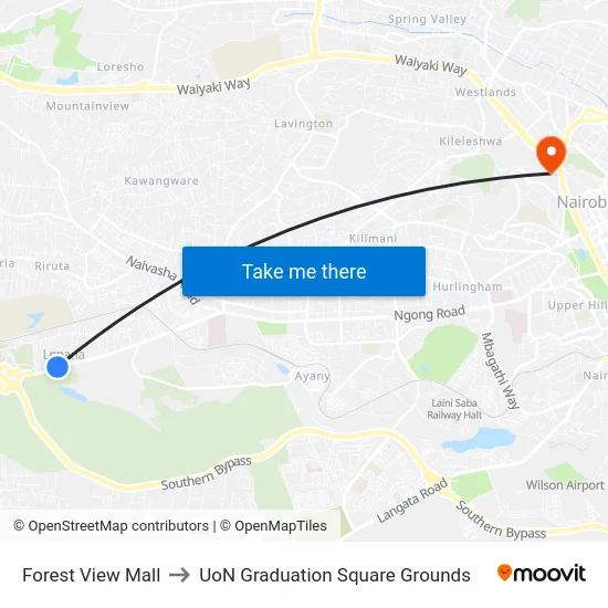 Forest View Mall to UoN Graduation Square Grounds map