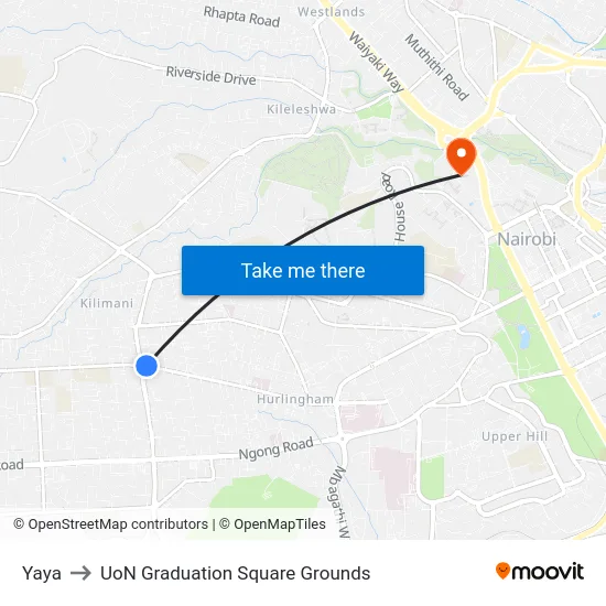 Yaya to UoN Graduation Square Grounds map