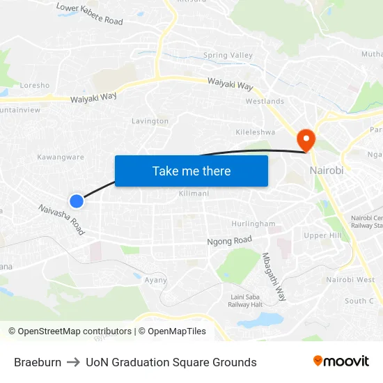 Braeburn to UoN Graduation Square Grounds map