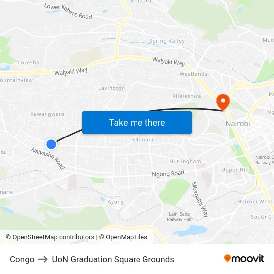 Congo to UoN Graduation Square Grounds map