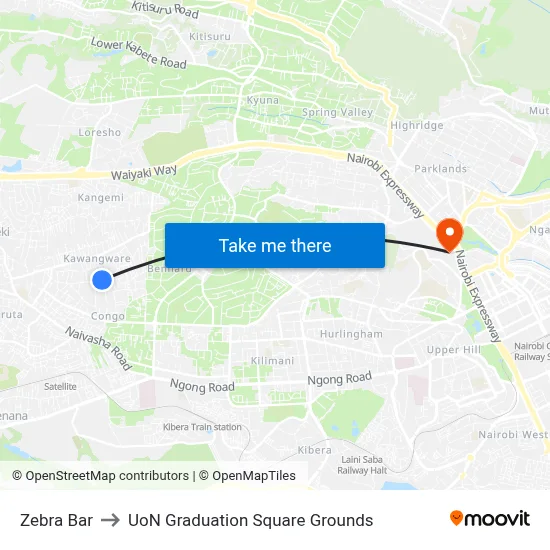 Zebra Bar to UoN Graduation Square Grounds map