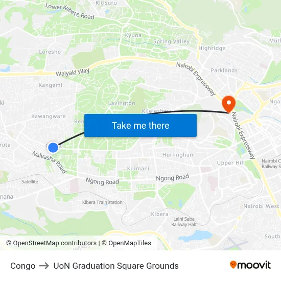 Congo to UoN Graduation Square Grounds map