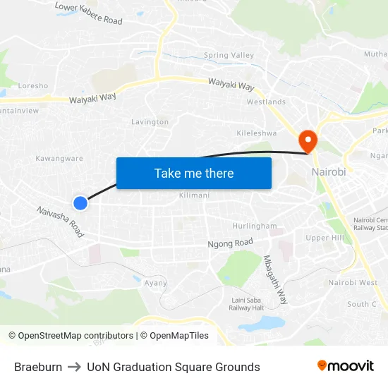 Braeburn to UoN Graduation Square Grounds map