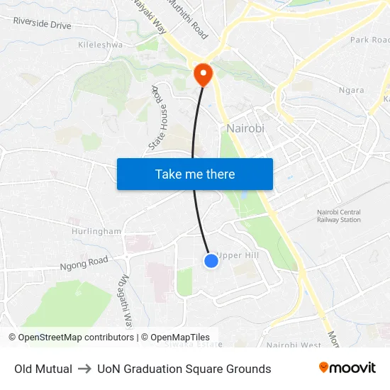 Old Mutual to UoN Graduation Square Grounds map