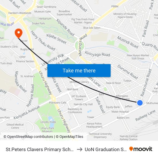 St.Peters Clavers Primary School/Salvation Army/Otc to UoN Graduation Square Grounds map