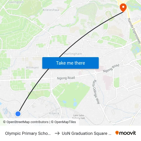 Olympic Primary School Stage to UoN Graduation Square Grounds map