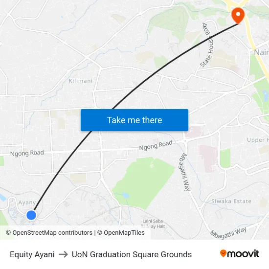 Equity Ayani to UoN Graduation Square Grounds map