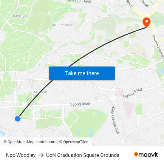 Npc Woodley to UoN Graduation Square Grounds map