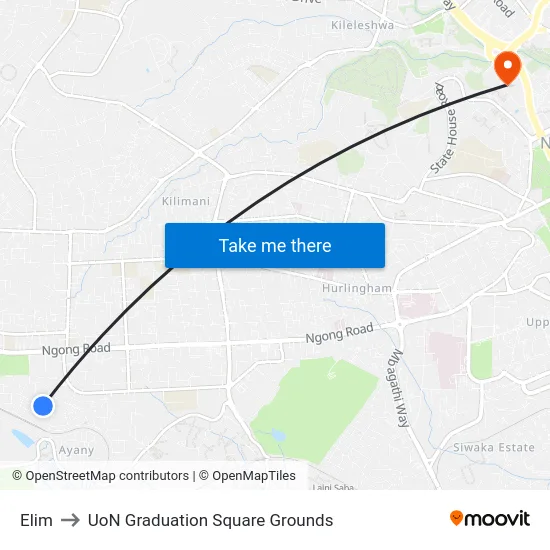 Elim to UoN Graduation Square Grounds map