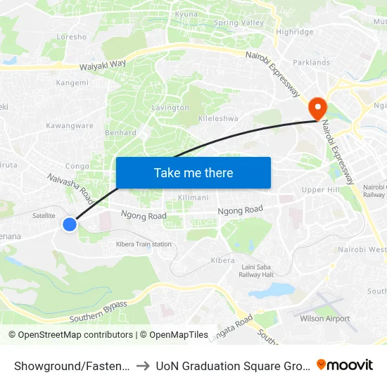 Showground/Fastenergy to UoN Graduation Square Grounds map