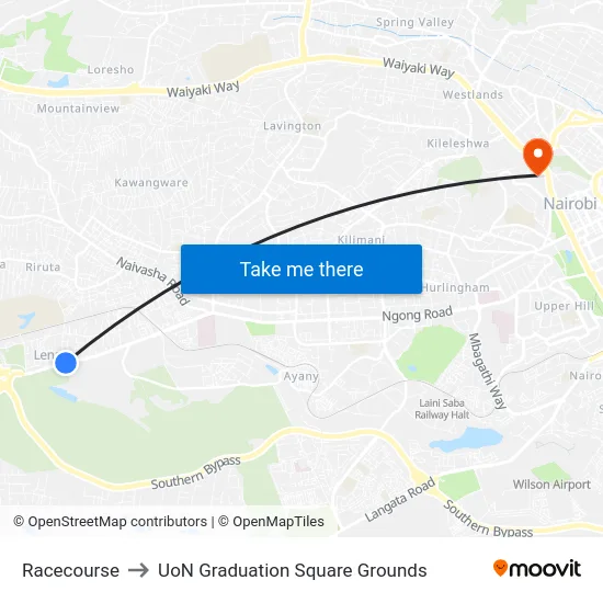 Racecourse to UoN Graduation Square Grounds map