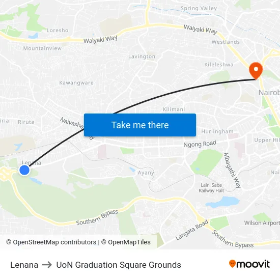 Lenana to UoN Graduation Square Grounds map