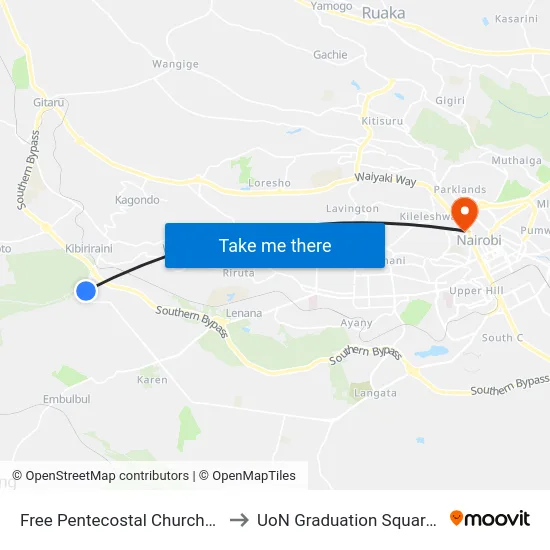 Free Pentecostal Church/Karen End to UoN Graduation Square Grounds map