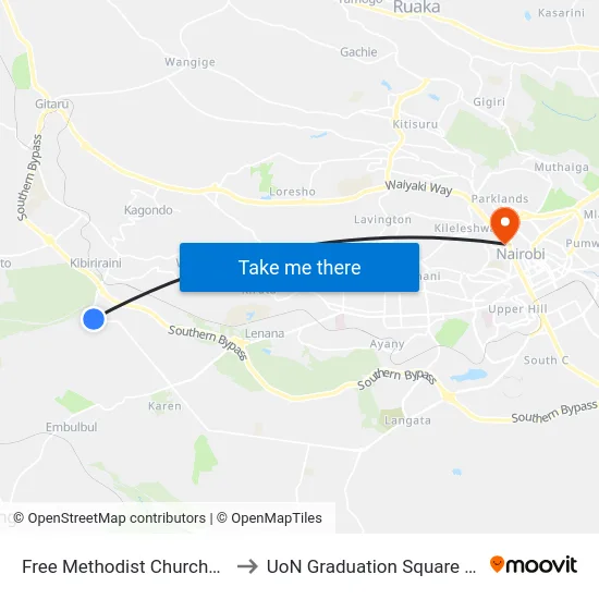 Free Methodist Church/Karinde to UoN Graduation Square Grounds map