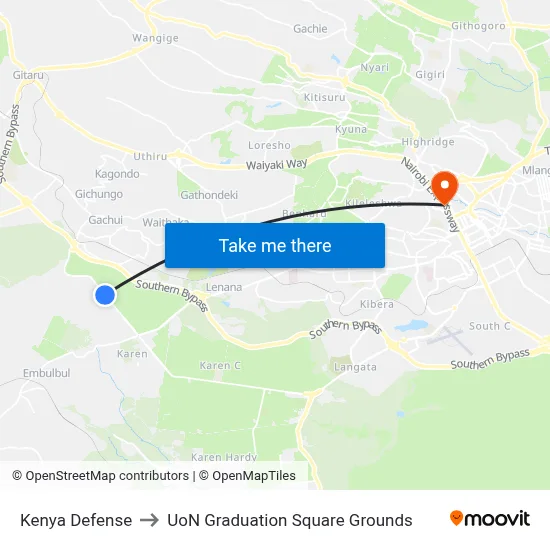 Kenya Defense to UoN Graduation Square Grounds map