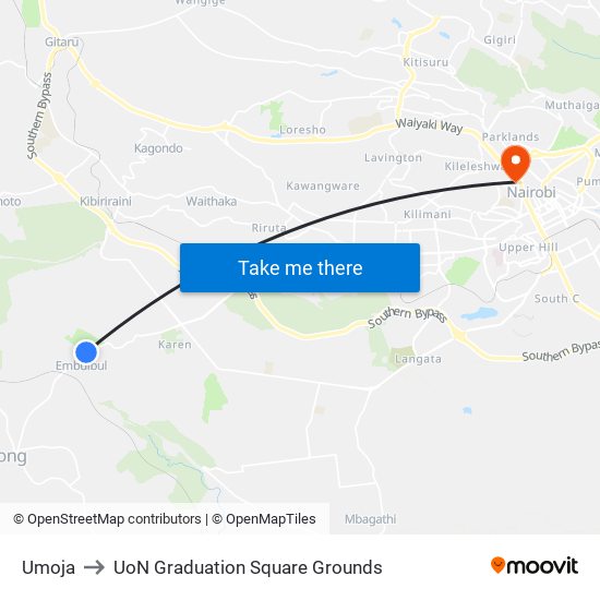 Umoja to UoN Graduation Square Grounds map