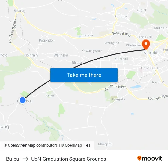 Bulbul to UoN Graduation Square Grounds map