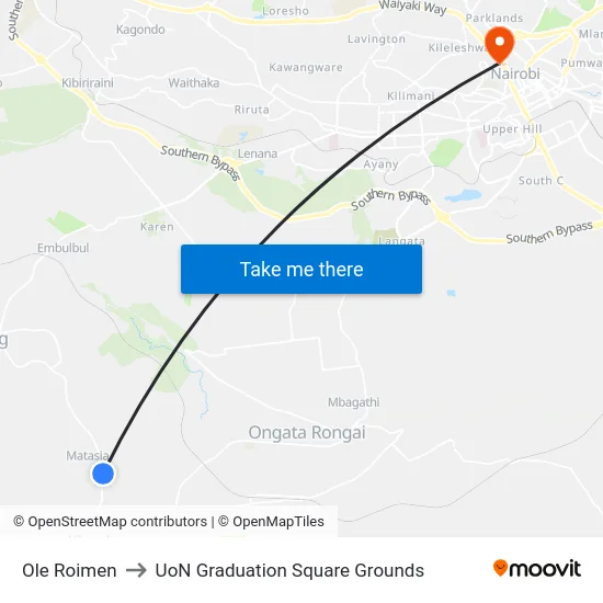 Ole Roimen to UoN Graduation Square Grounds map