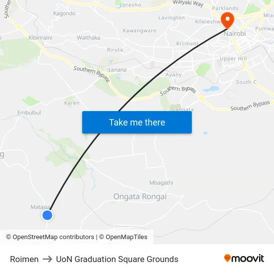 Roimen to UoN Graduation Square Grounds map