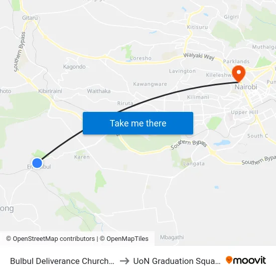 Bulbul Deliverance Church/Kwa Bumps to UoN Graduation Square Grounds map