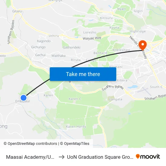 Maasai Academy/Umoja to UoN Graduation Square Grounds map