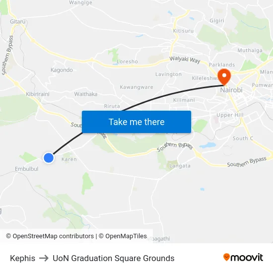 Kephis to UoN Graduation Square Grounds map