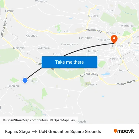 Kephis Stage to UoN Graduation Square Grounds map