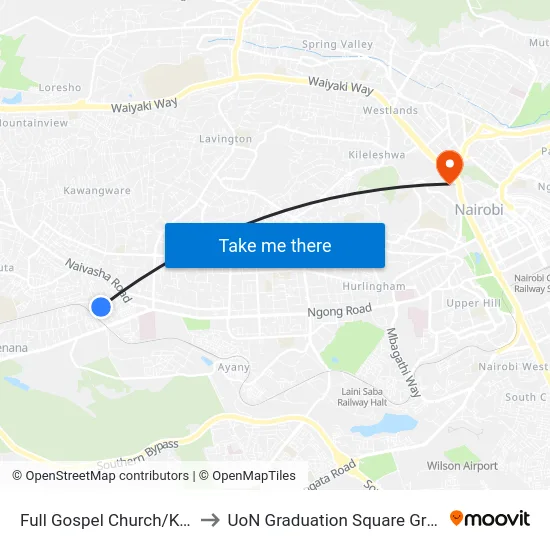 Full Gospel Church/Kiruria to UoN Graduation Square Grounds map