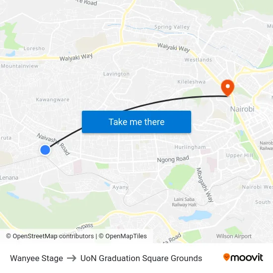 Wanyee Stage to UoN Graduation Square Grounds map