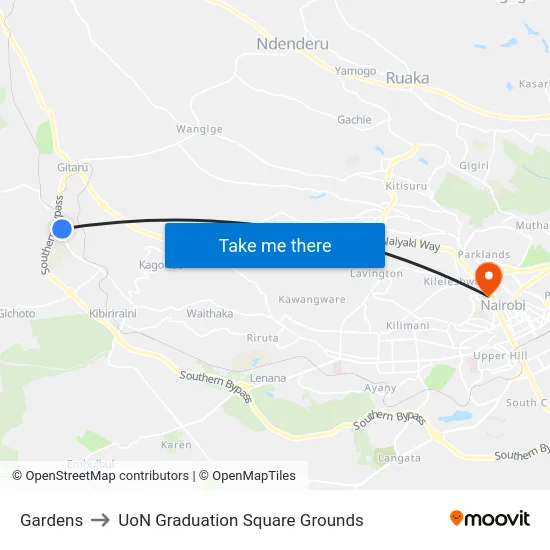 Gardens to UoN Graduation Square Grounds map