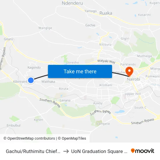 Gachui/Ruthimitu Chief's Camp to UoN Graduation Square Grounds map