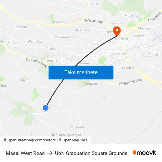 Masai West Road to UoN Graduation Square Grounds map