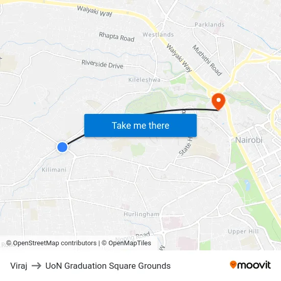 Viraj to UoN Graduation Square Grounds map