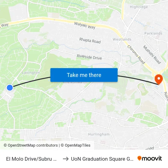 El Molo Drive/Subru Motors to UoN Graduation Square Grounds map