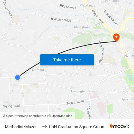 Methodist/Mazeras to UoN Graduation Square Grounds map