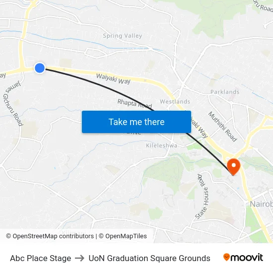 Abc Place Stage to UoN Graduation Square Grounds map