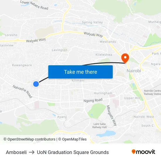 Amboseli to UoN Graduation Square Grounds map