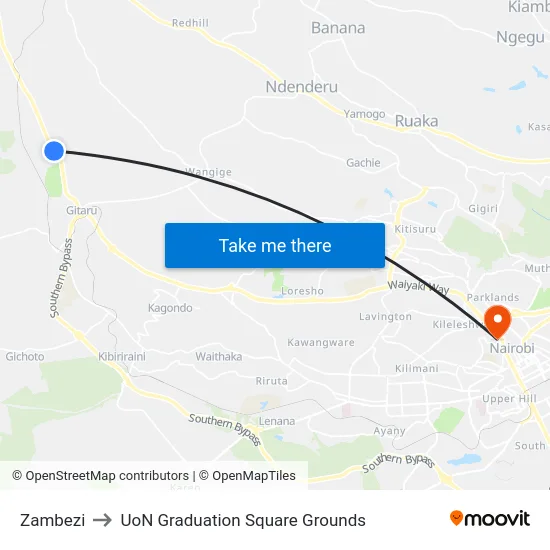 Zambezi to UoN Graduation Square Grounds map