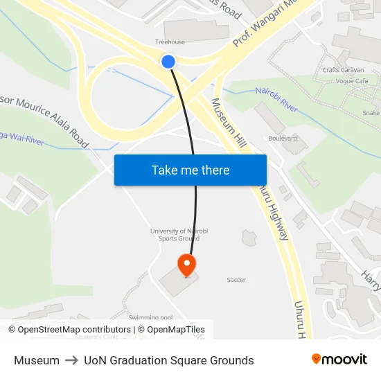 Museum to UoN Graduation Square Grounds map