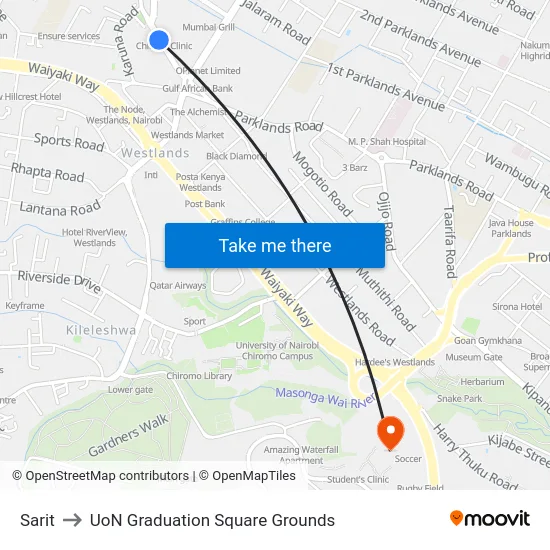 Sarit to UoN Graduation Square Grounds map
