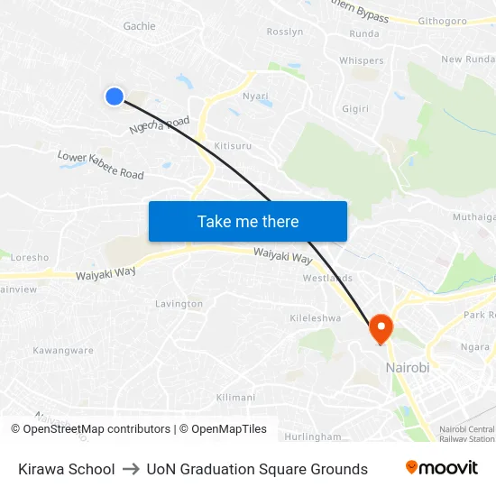 Kirawa School to UoN Graduation Square Grounds map