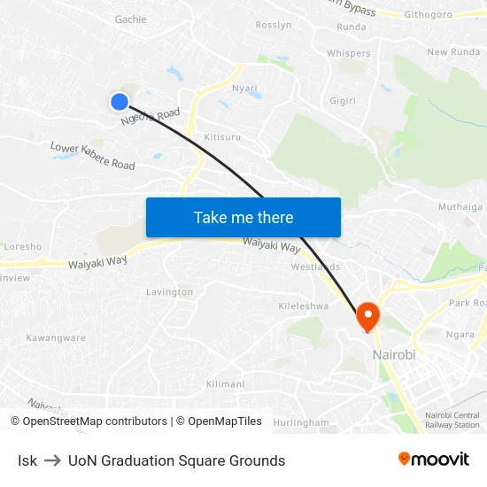 Isk to UoN Graduation Square Grounds map