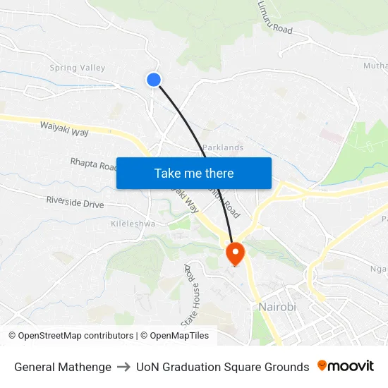 General Mathenge to UoN Graduation Square Grounds map