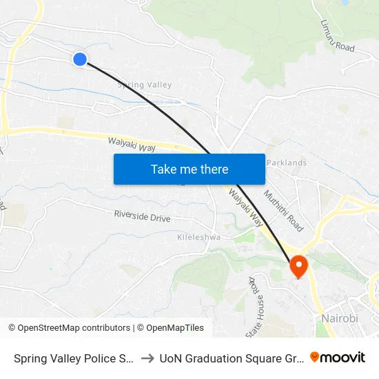 Spring Valley Police Station to UoN Graduation Square Grounds map